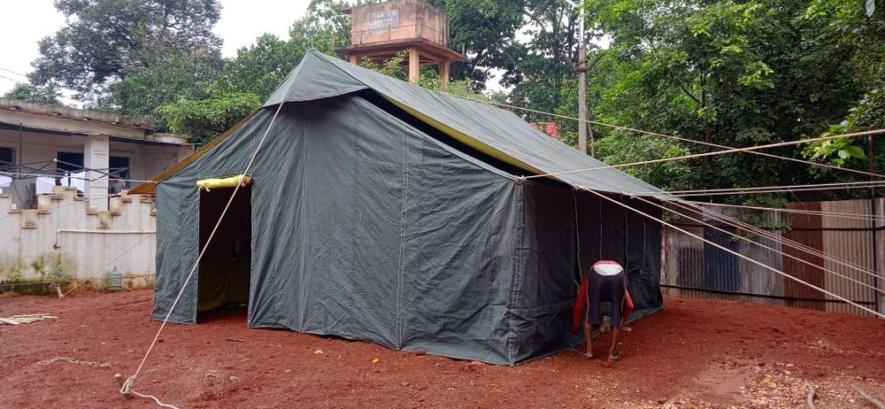 Large double fly tent with walls and an end door